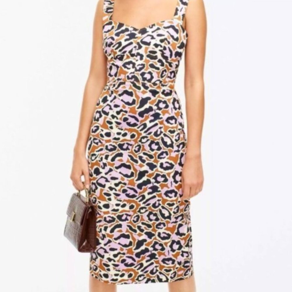 J. Crew Contrast-stitched sheath dress in stretch faille. Worn once.
